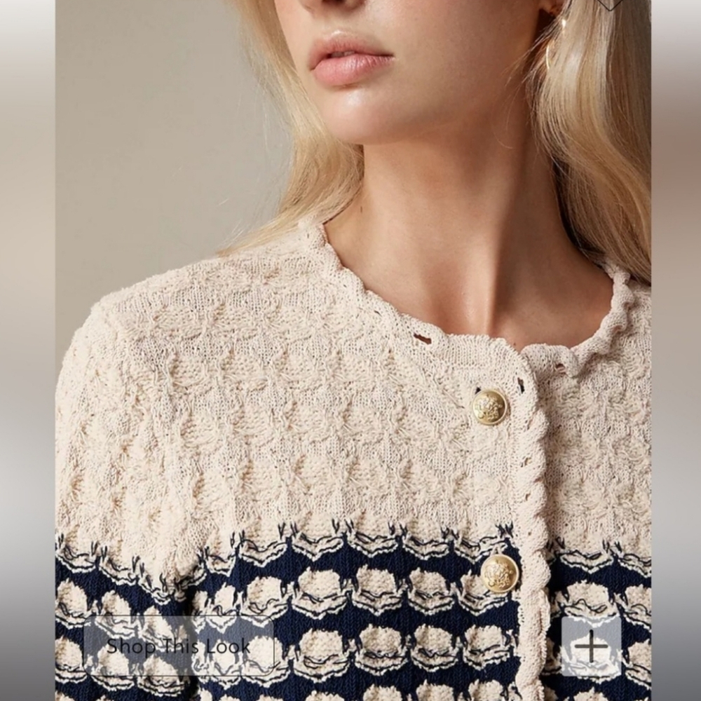 J. Crew Cream and Navy Cardigan